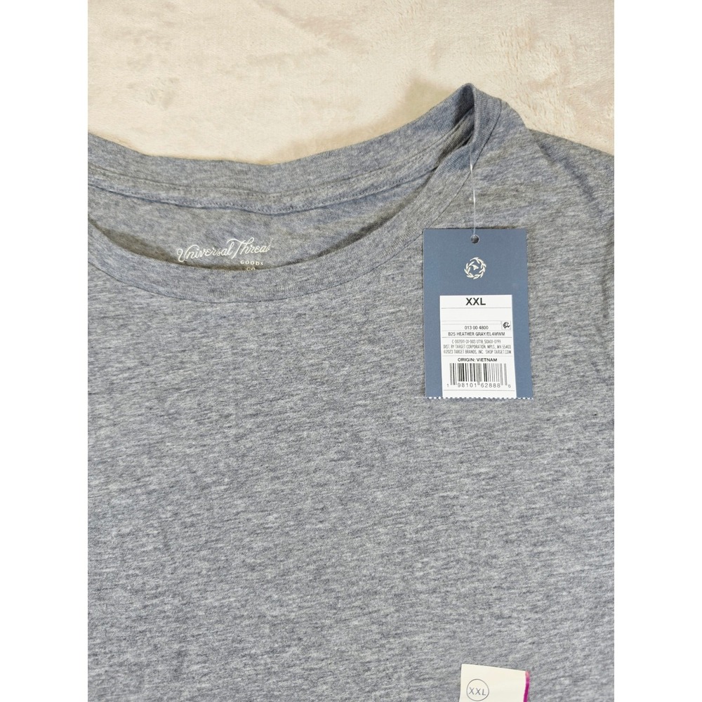 Universal Thread Womens XXL Shrunken Tee Heather Gray Cropped Boxy Short Sleeve - Picture 3 of 6